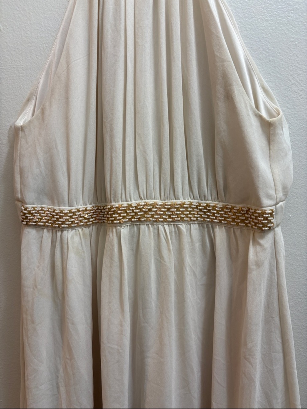 H&M Cream Strapless Dress with Gold Braid Trim Size 12 - Picture 3 of 8